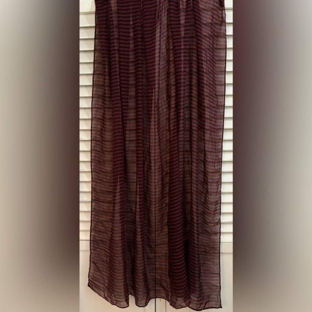 Huge Maroon & Black Striped Sheer Scarf 70"x51"